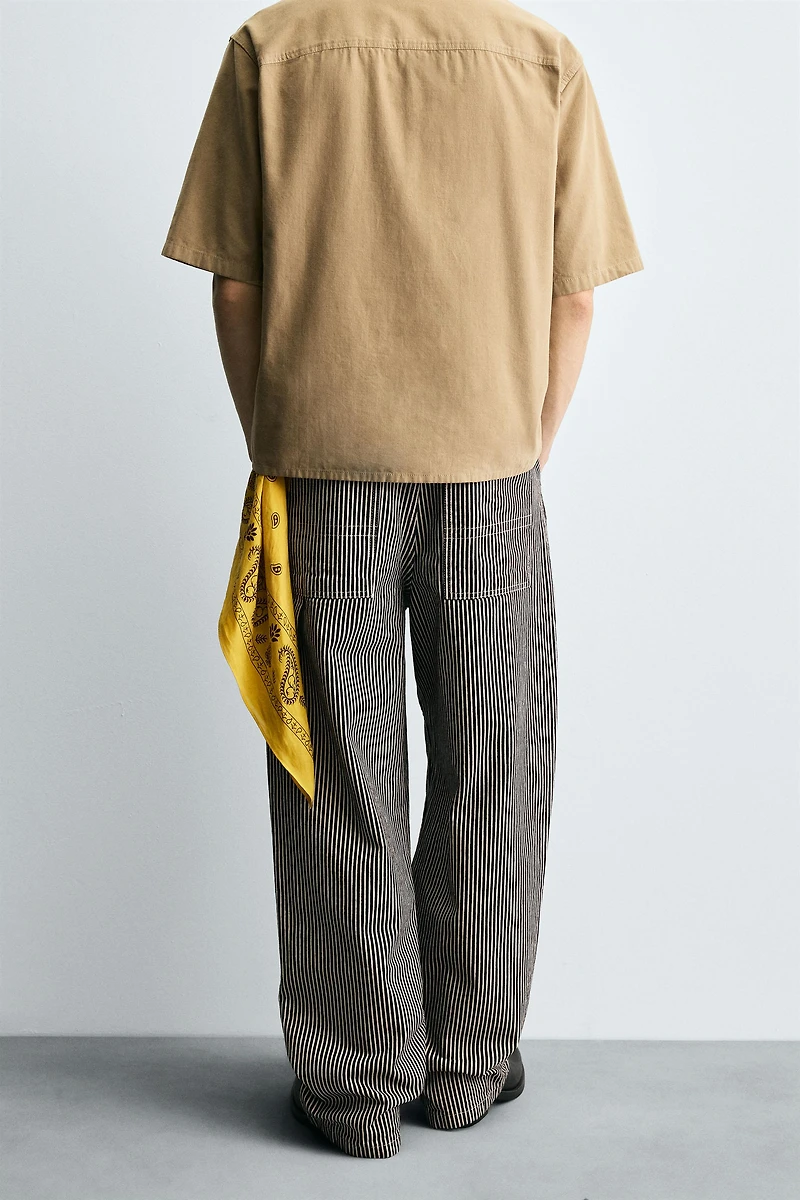 STRIPED BAGGY FIT CARPENTER PANTS