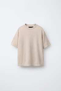 PLAIN LINEN AND COTTON T-SHIRT