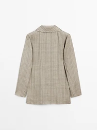 Check print shawl collar blazer
