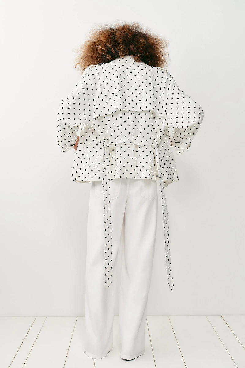 POLKA DOT BELTED TRENCH JACKET