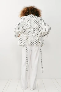POLKA DOT BELTED TRENCH JACKET