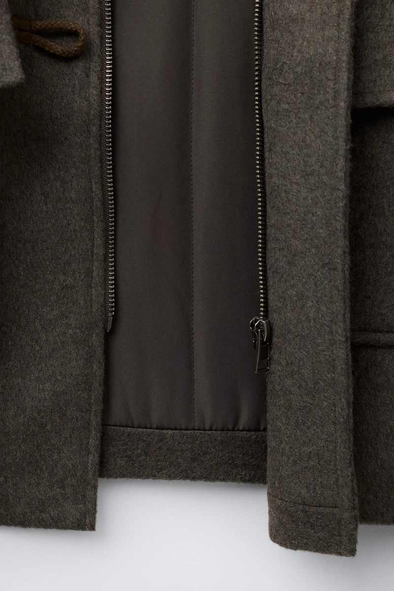 CLOTH DUFFEL COAT WITH WOOL