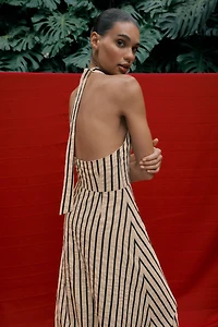 STRIPED BUBBLE MIDI DRESS
