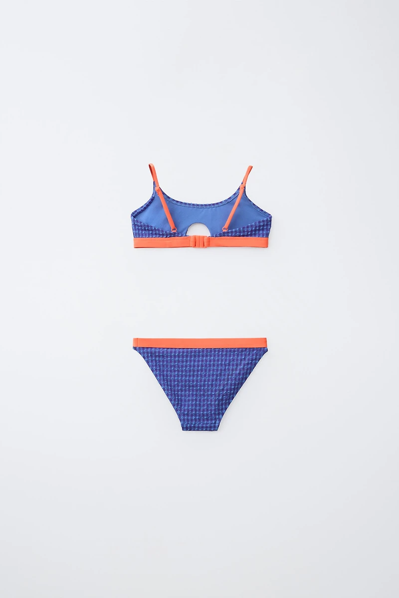 Gingham Bikini with Contrast Piping (Ages 6-14)