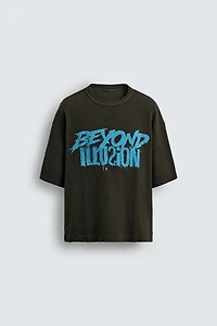 CONTRAST PRINT KNIT T-SHIRT