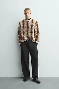 BRUSHED JACQUARD ARGYLE JUMPER