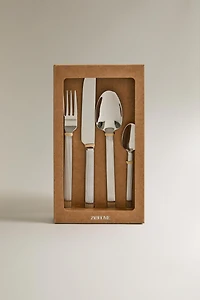 RIBBED HANDLE FLATWARE SET (SET OF 4)