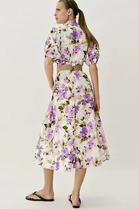 ROBE MI-LONGUE CEINTURE IMPRIMÉ FLORAL