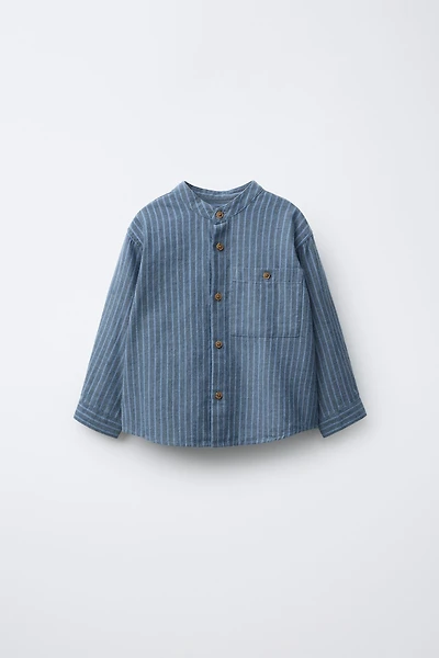 CHEMISE COL MAO RAYURES