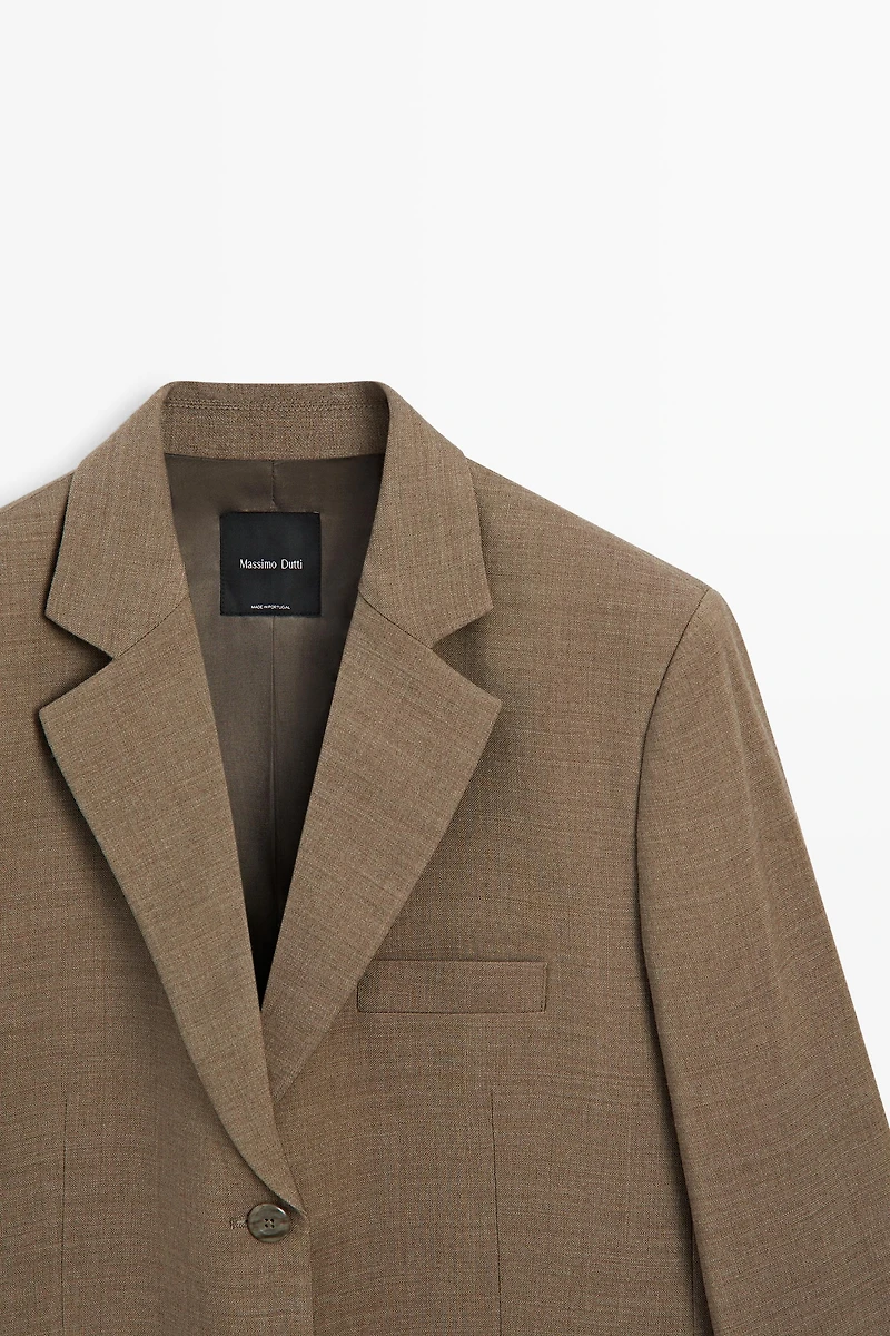 Melange 100% wool suit blazer