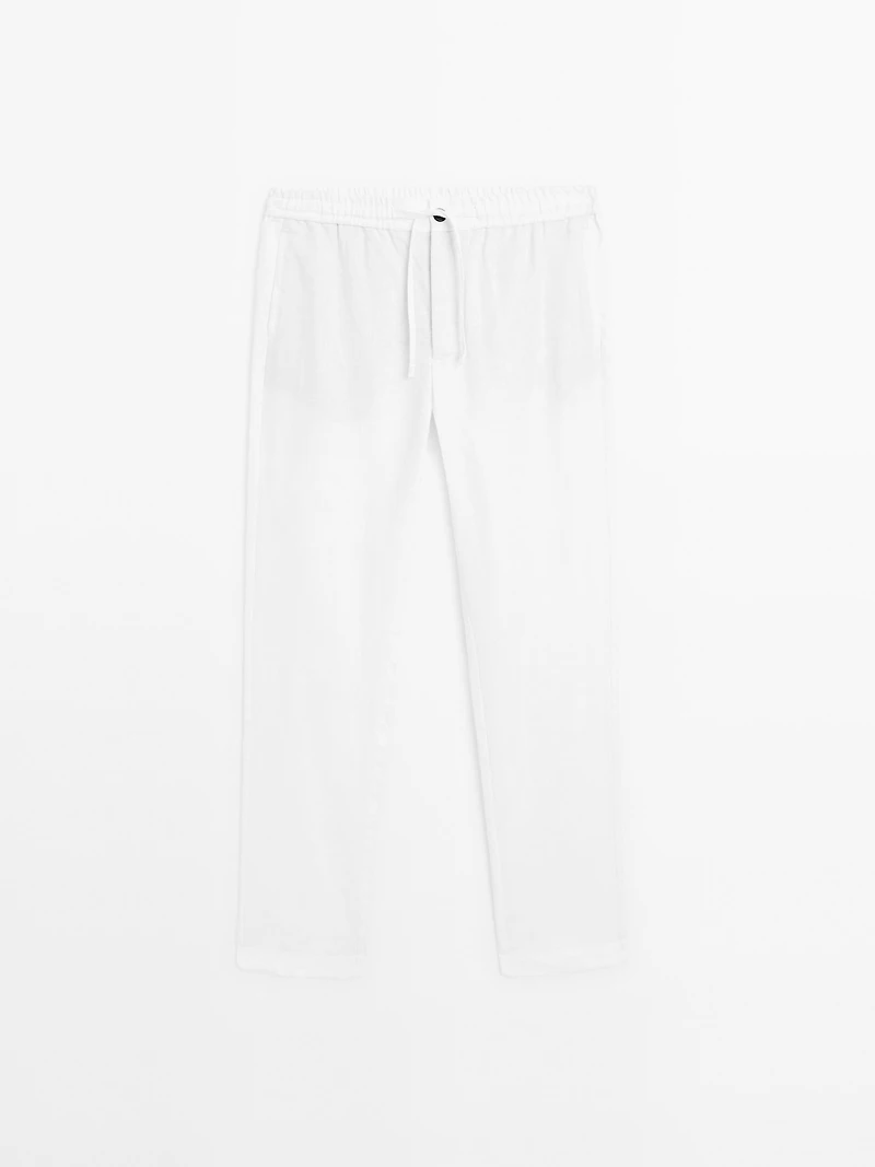 100% linen jogger fit trousers