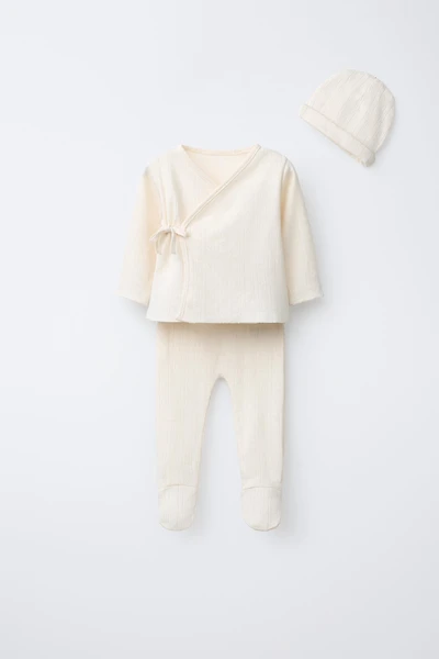 ENSEMBLE NAISSANCE ET POCHETTE POINTELLE CŒURS