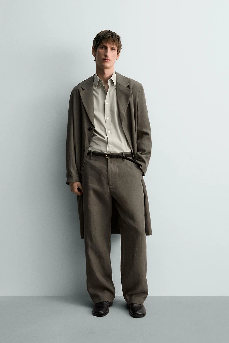 100% LINEN STRAIGHT FIT PANTS