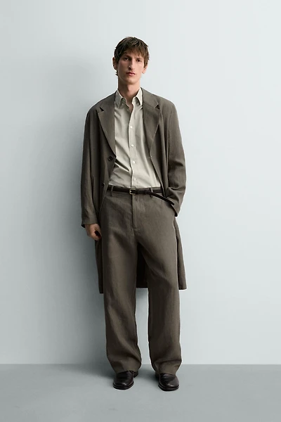 100% LINEN STRAIGHT FIT PANTS