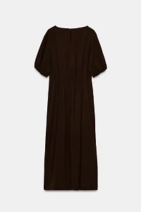 FLOWY PLEATED MIDI DRESS