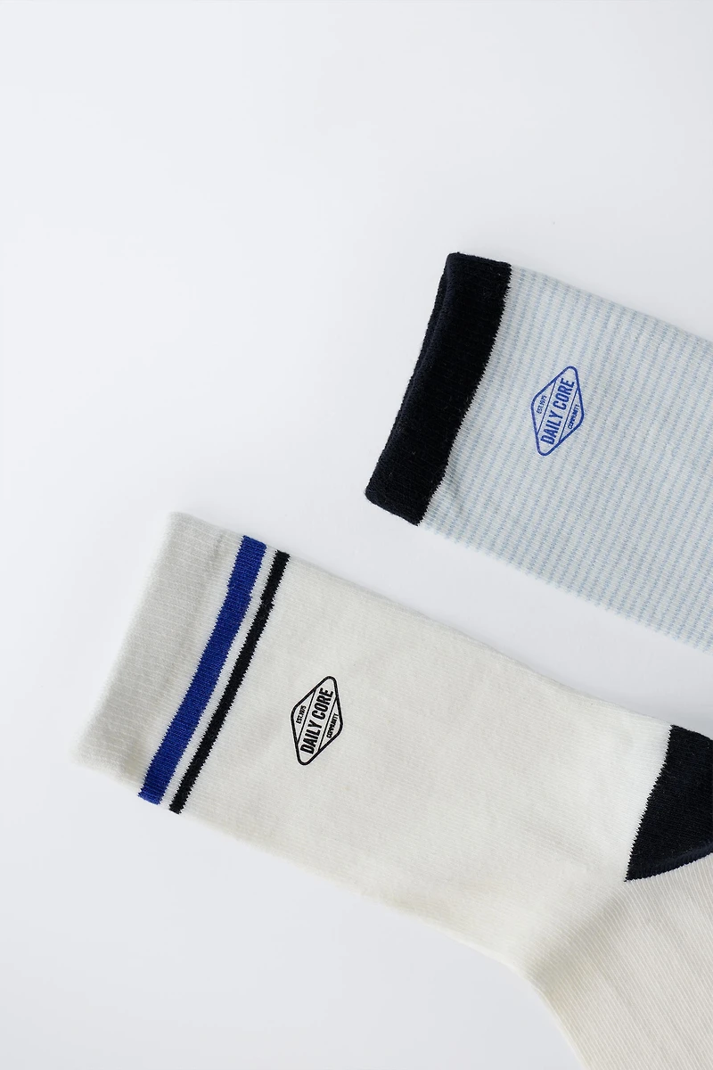 TWO-PACK OF LOGO AND STRIPED SOCKS