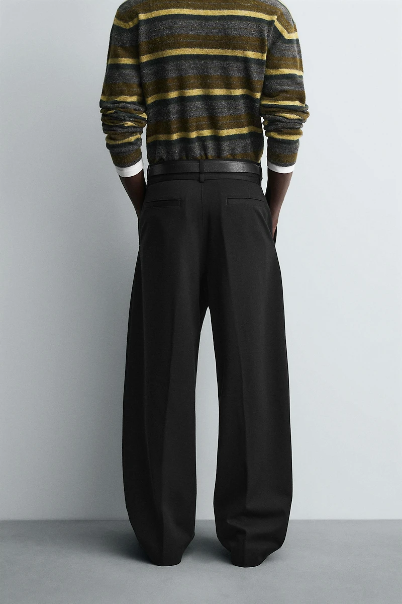 BALLOON PLEATED BELTED PANTS