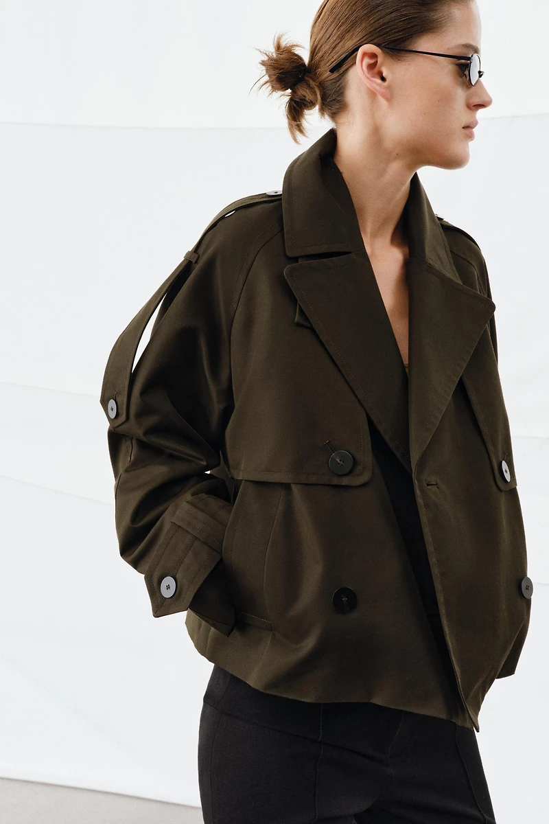 WATER REPELLENT SHORT TRENCH COAT ZW COLLECTION