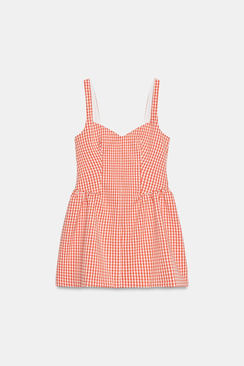 GINGHAM VOLUMINOUS MINI DRESS