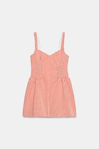 GINGHAM VOLUMINOUS MINI DRESS