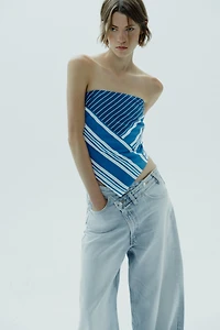 TOP BUSTIER AVEC LIN RAYÉ