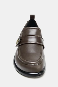 LEATHER BUTTON LOAFERS