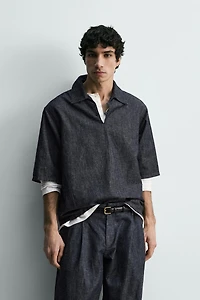 RELAXED FIT DENIM POLO SHIRT