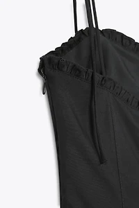 RUFFLED POPLIN MIDI DRESS