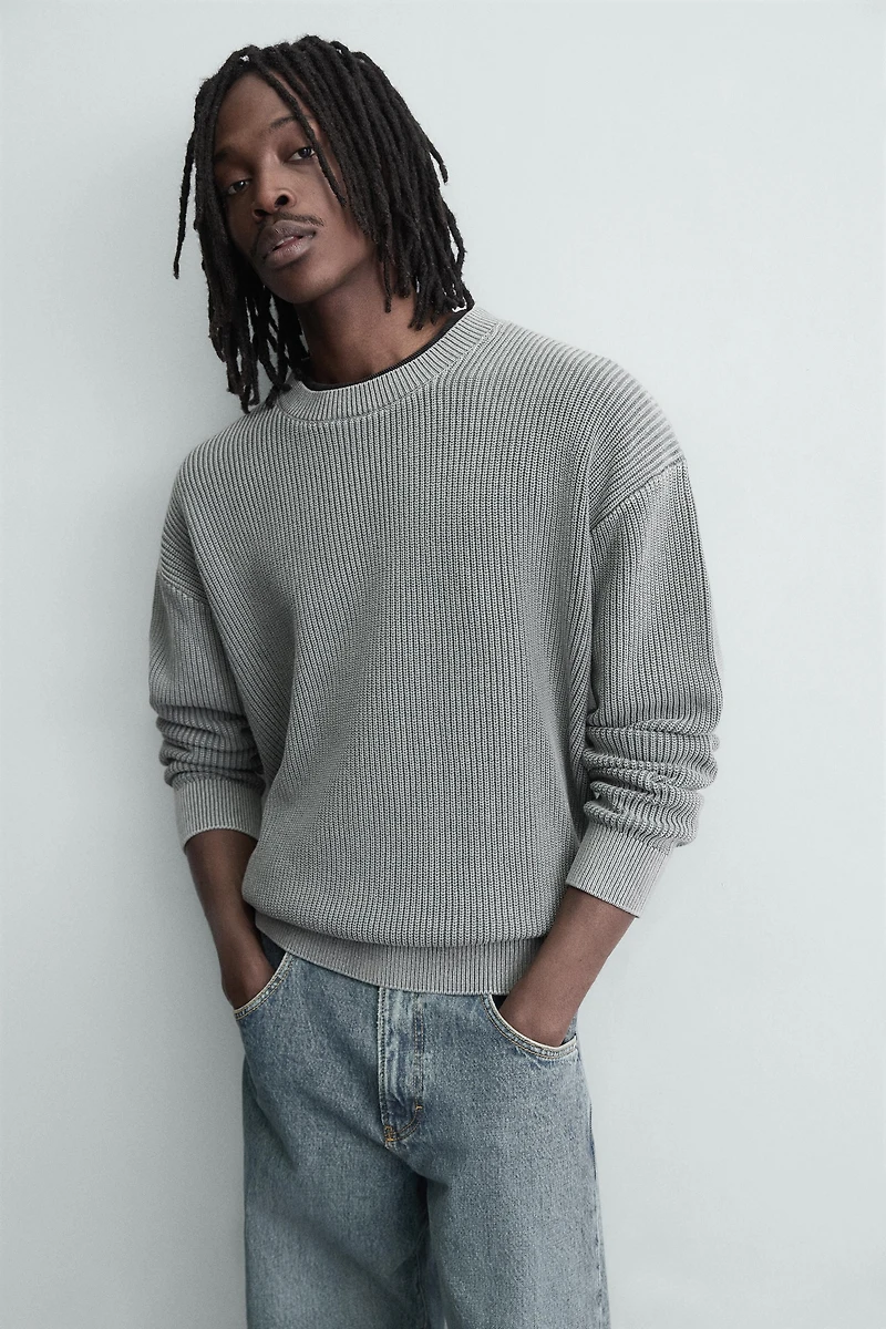 WASHED RIBBED TEXTURED JUMPER