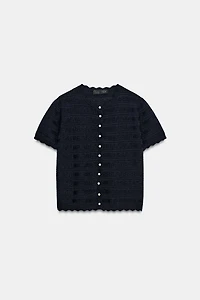 GILET EN MAILLE BOUTON PERLE
