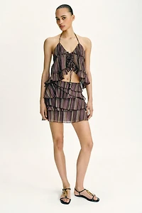 METALLIC THREAD STRIPED SKORT