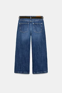 Z1975 BELTED CROPPED WIDE LEG JEANS