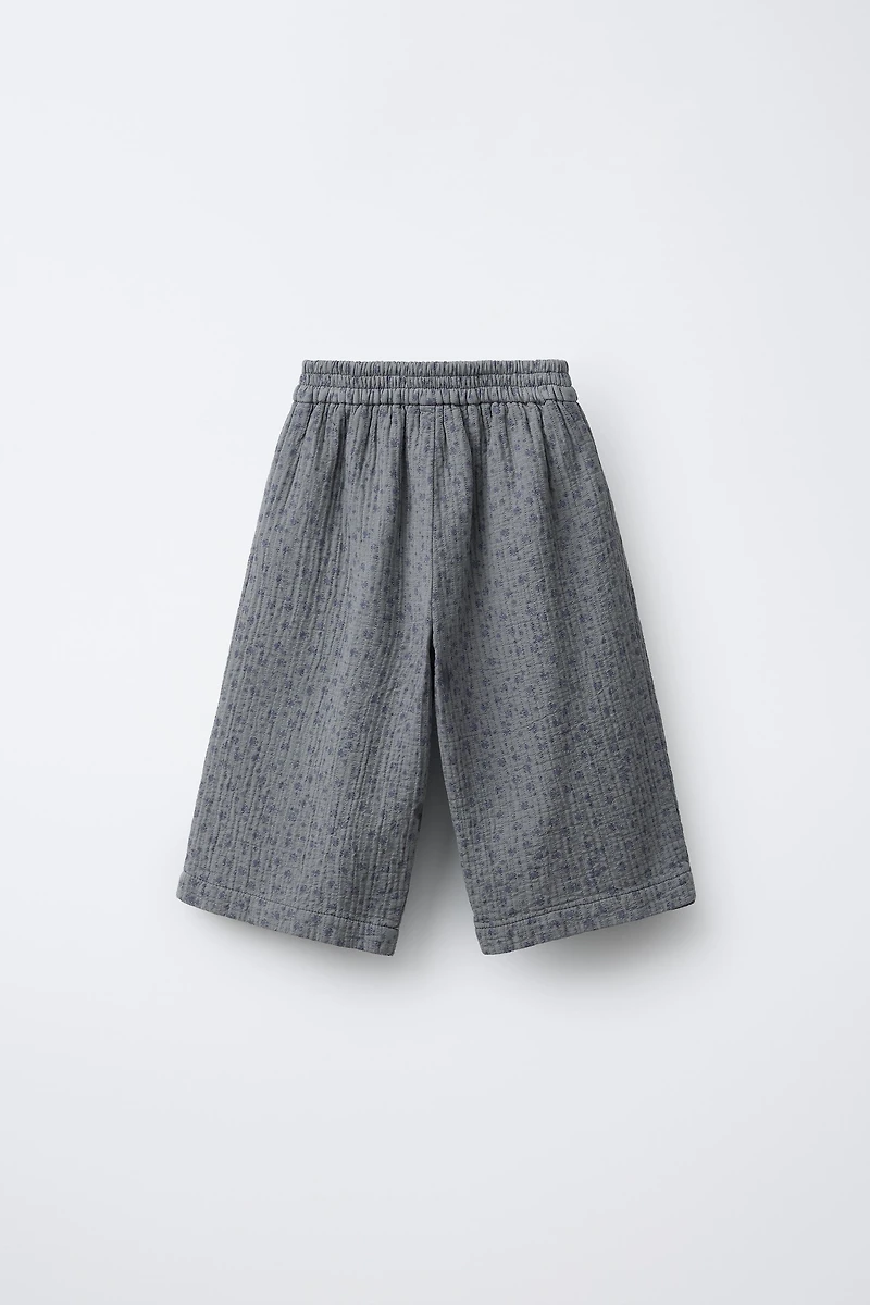 JUPE-CULOTTE TEXTURÉE À FLEURS