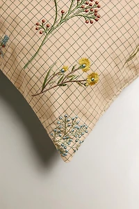 EMBROIDERED FLORAL THROW PILLOW COVER