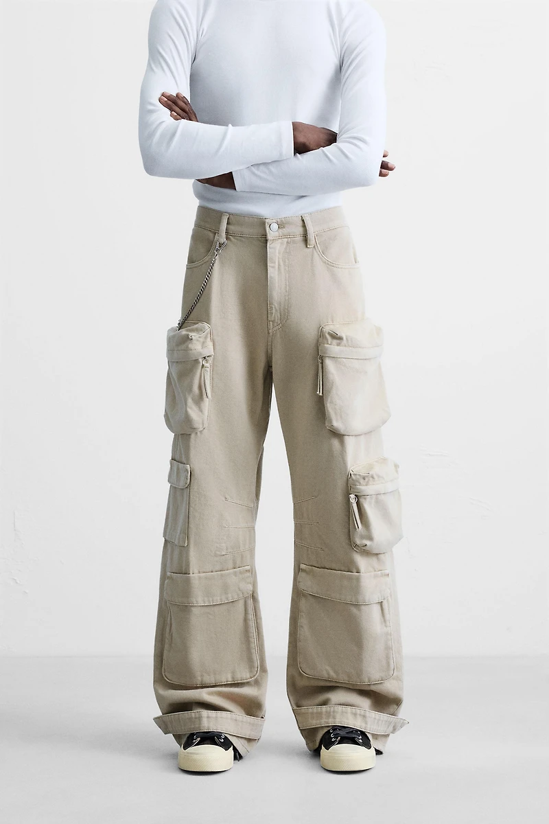 PANTALON CARGO EN DENIM AVEC POCHES