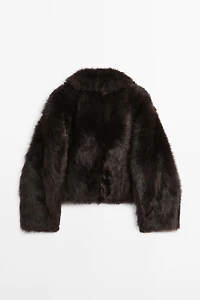 Short leather jacket with fur