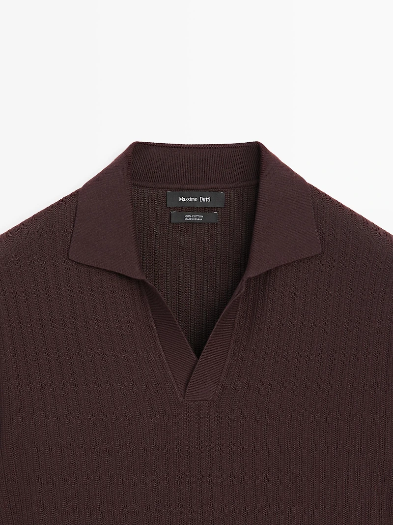 Jacquard knit polo sweater