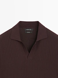 Jacquard knit polo sweater