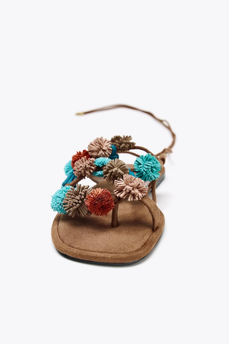 BEADED STRAPPY SANDALS