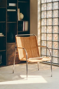 RATTAN AND STEEL ACCENT CHAIR