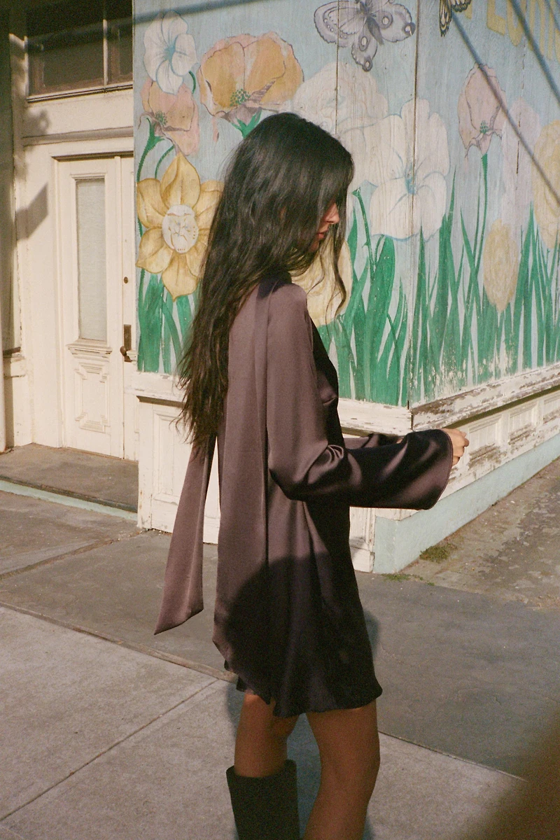 SATIN EFFECT SCARF DRESS