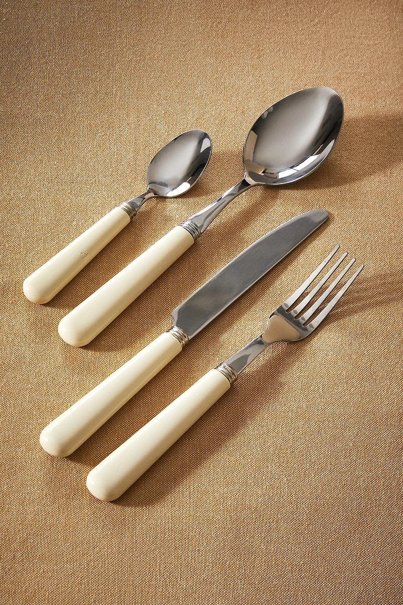 4-PIECE FLATWARE SET WITH COLORED HANDLE