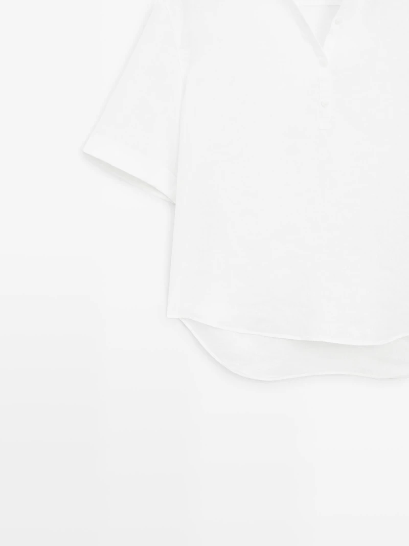 Short sleeve linen polo shirt