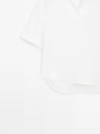 Short sleeve linen polo shirt