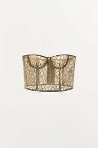METALLIC THREAD LACE UNDERWIRE CORSET
