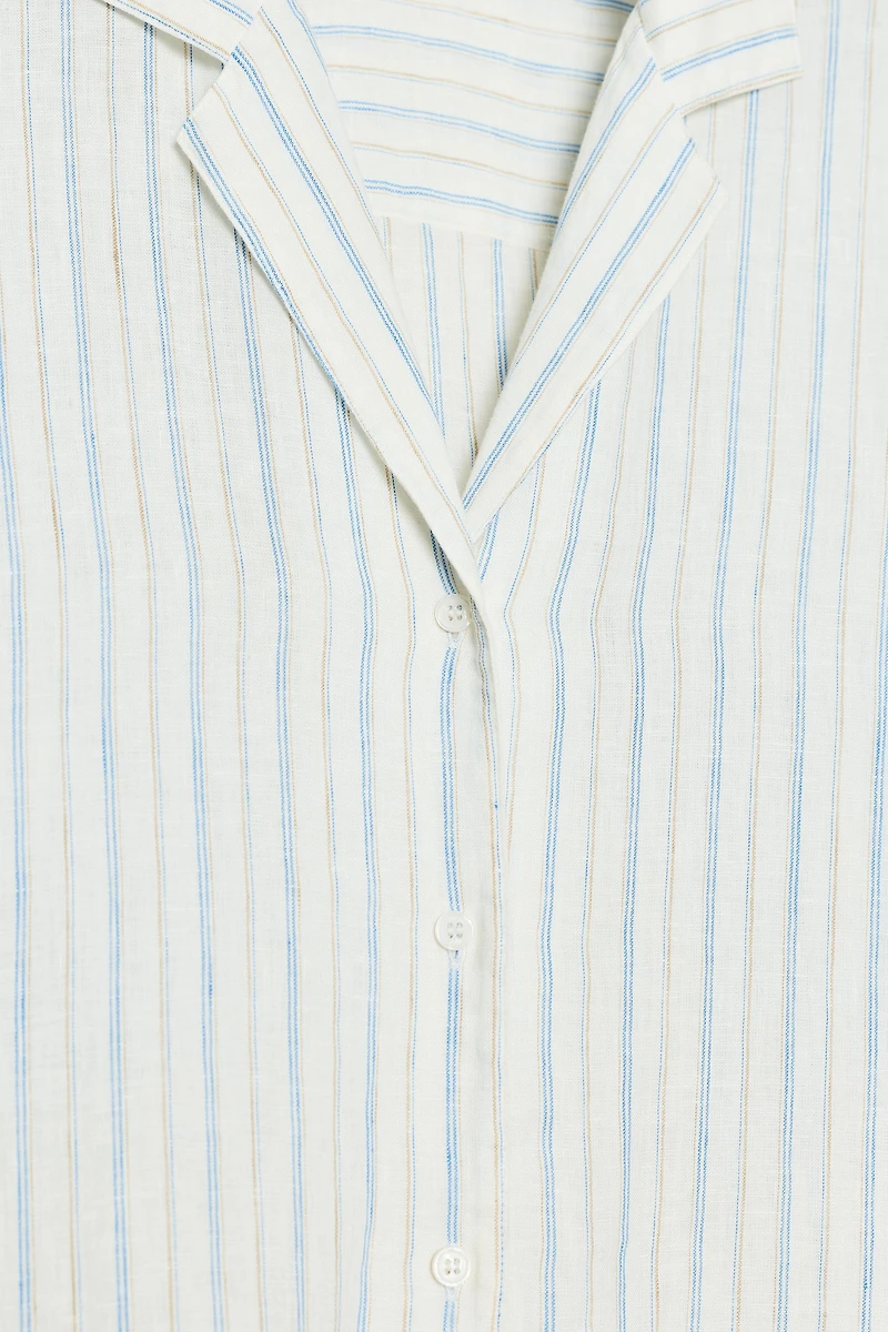 ZW COLLECTION STRIPED LINEN PAJAMA SHIRT