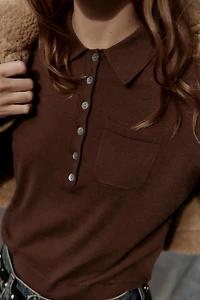 WOOL POLO SWEATER WITH POCKET