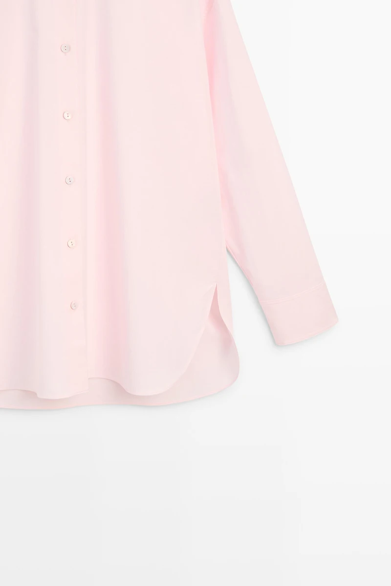 Cotton-blend stand collar shirt