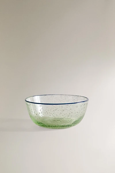 BUBBLE GLASS BOWL WITH RIM