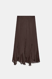 RUFFLED LACE MIDI SKIRT